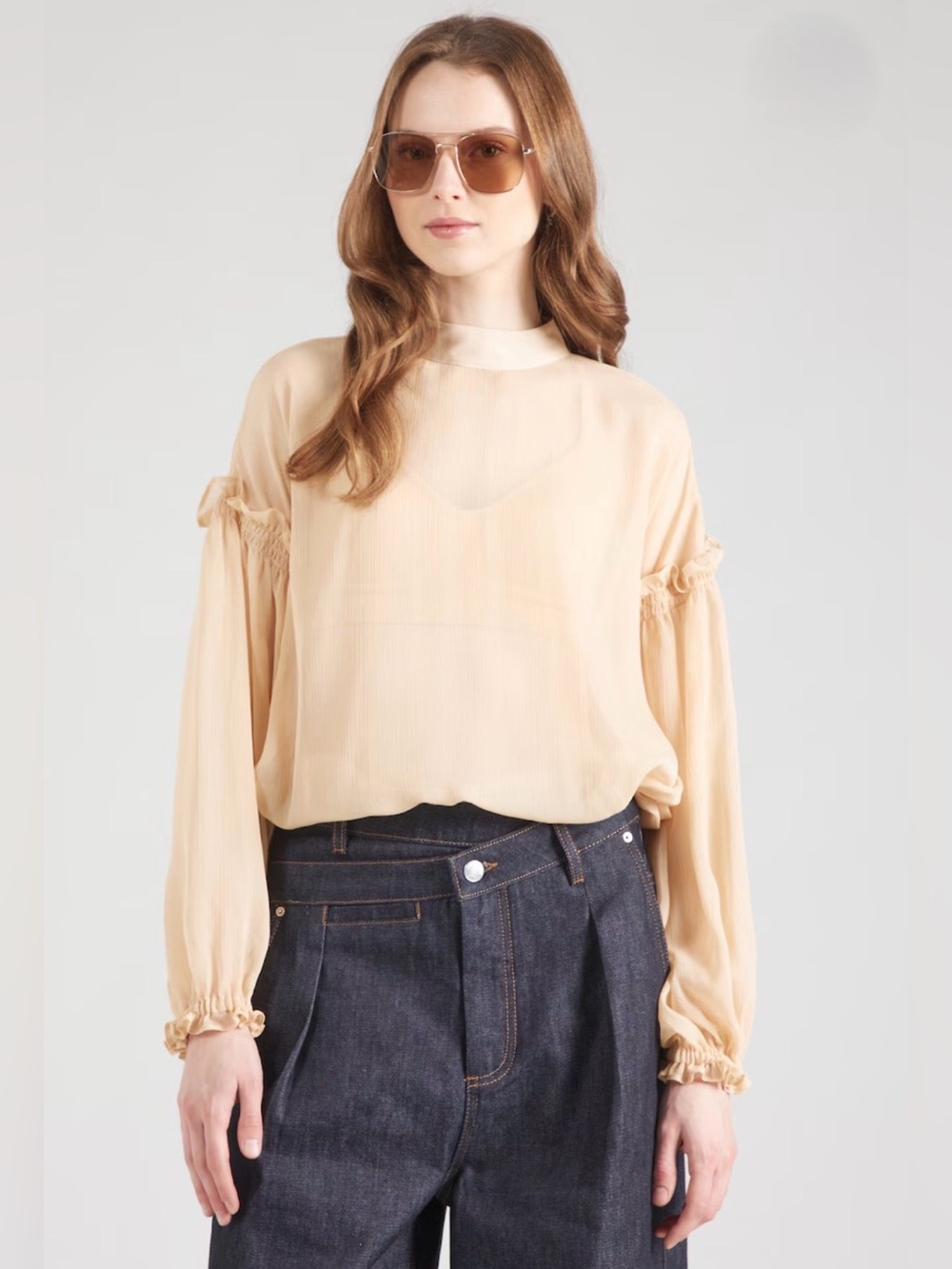NWOT- TOPSHOP Blouse 'Georgette' in Beige, size US10